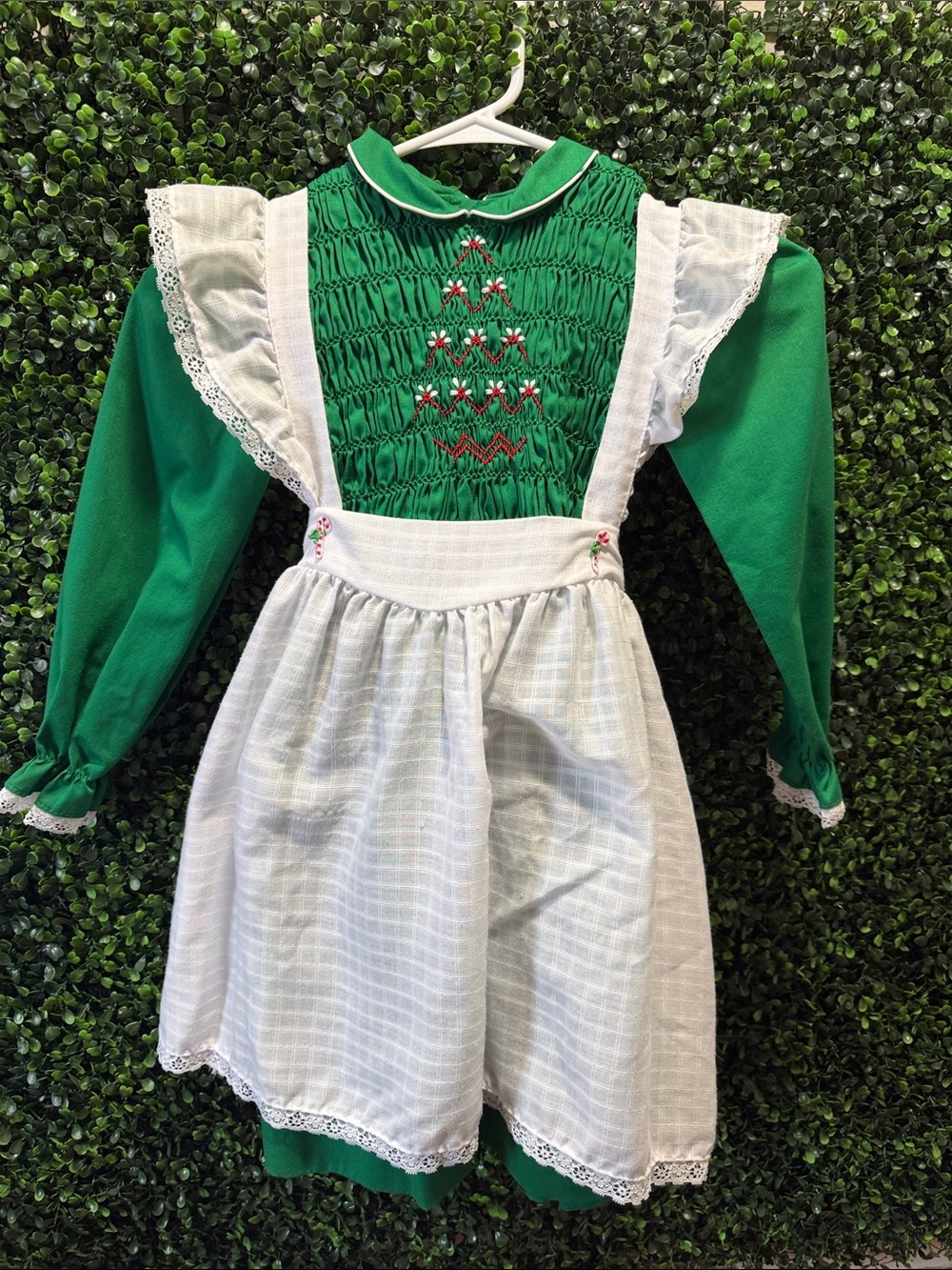 Girls' Green Peasant Dress Costume with White Apron